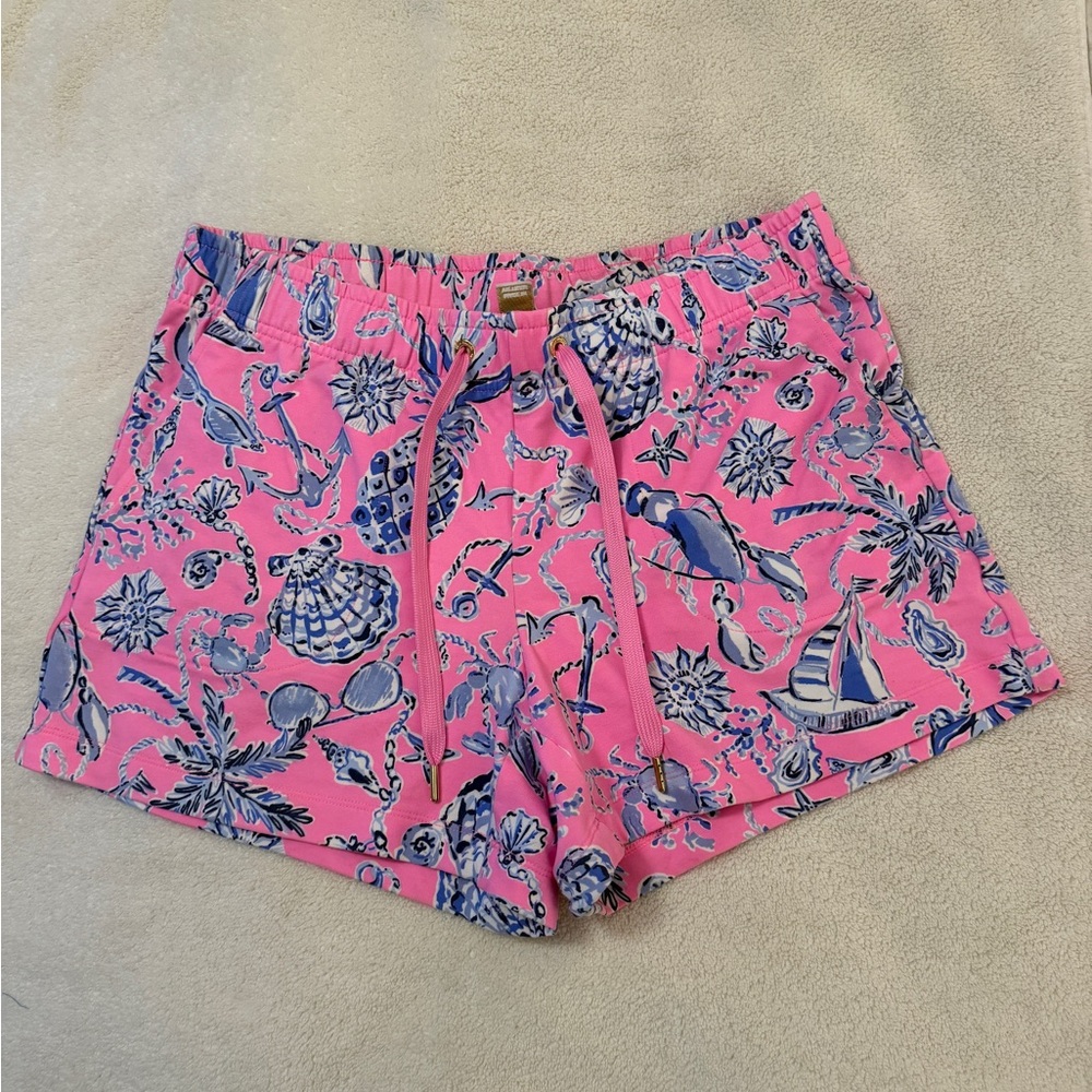 Lilly Pulitzer Pink Nautical Shell Print Drawstring Shorts